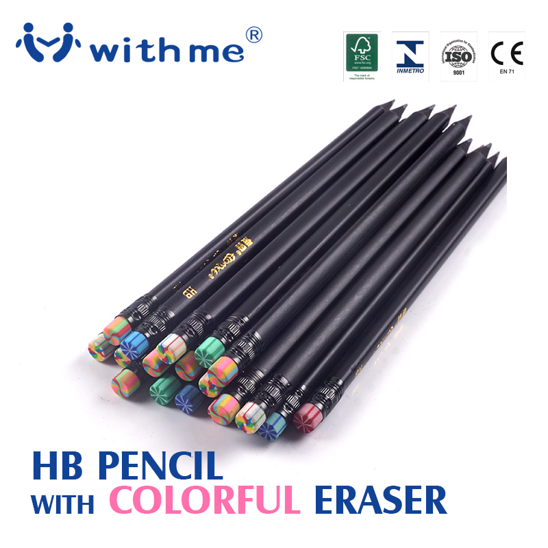 HB No.2 Pencils with rainbow colorful eraser