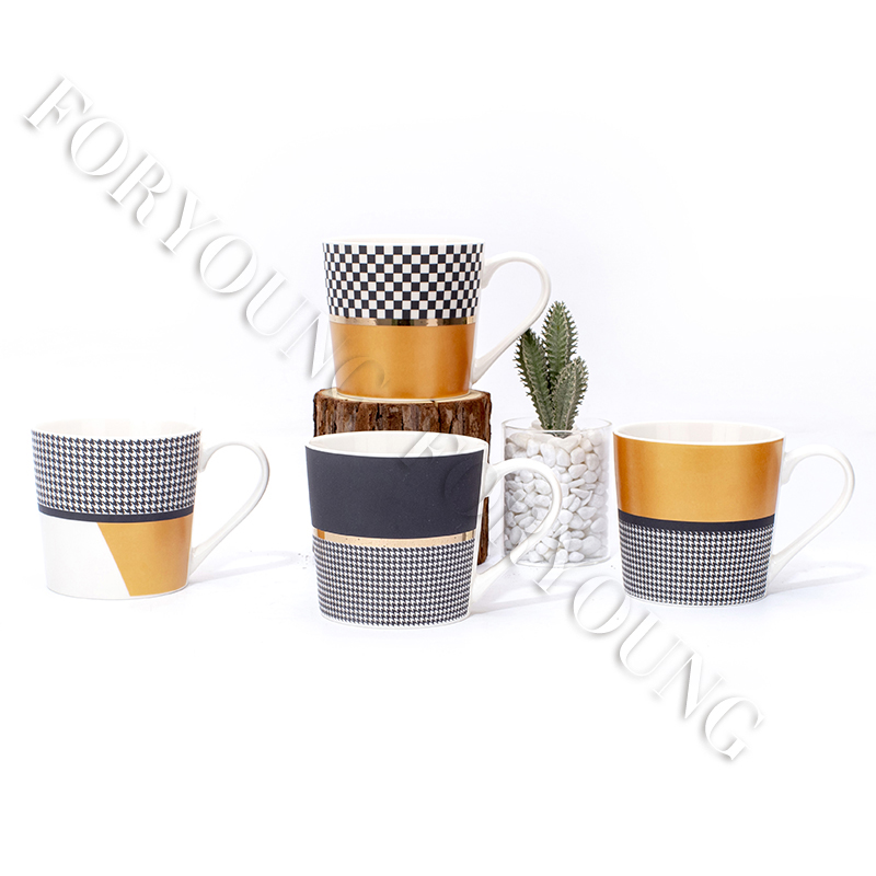 Ceramic mug gift set of 4 /2 New Bone Porcelain customized