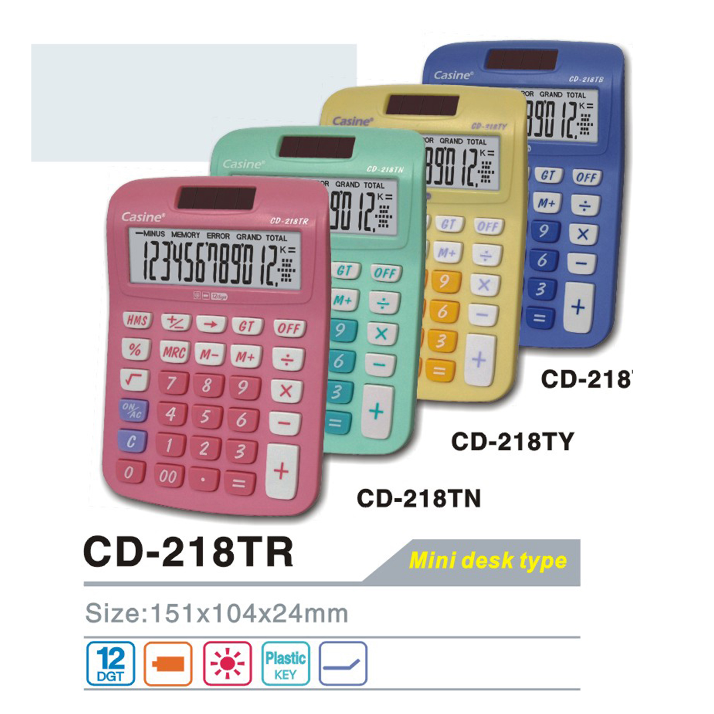 CD-218TR - 12-digit desktop calculator color calculator - Casine