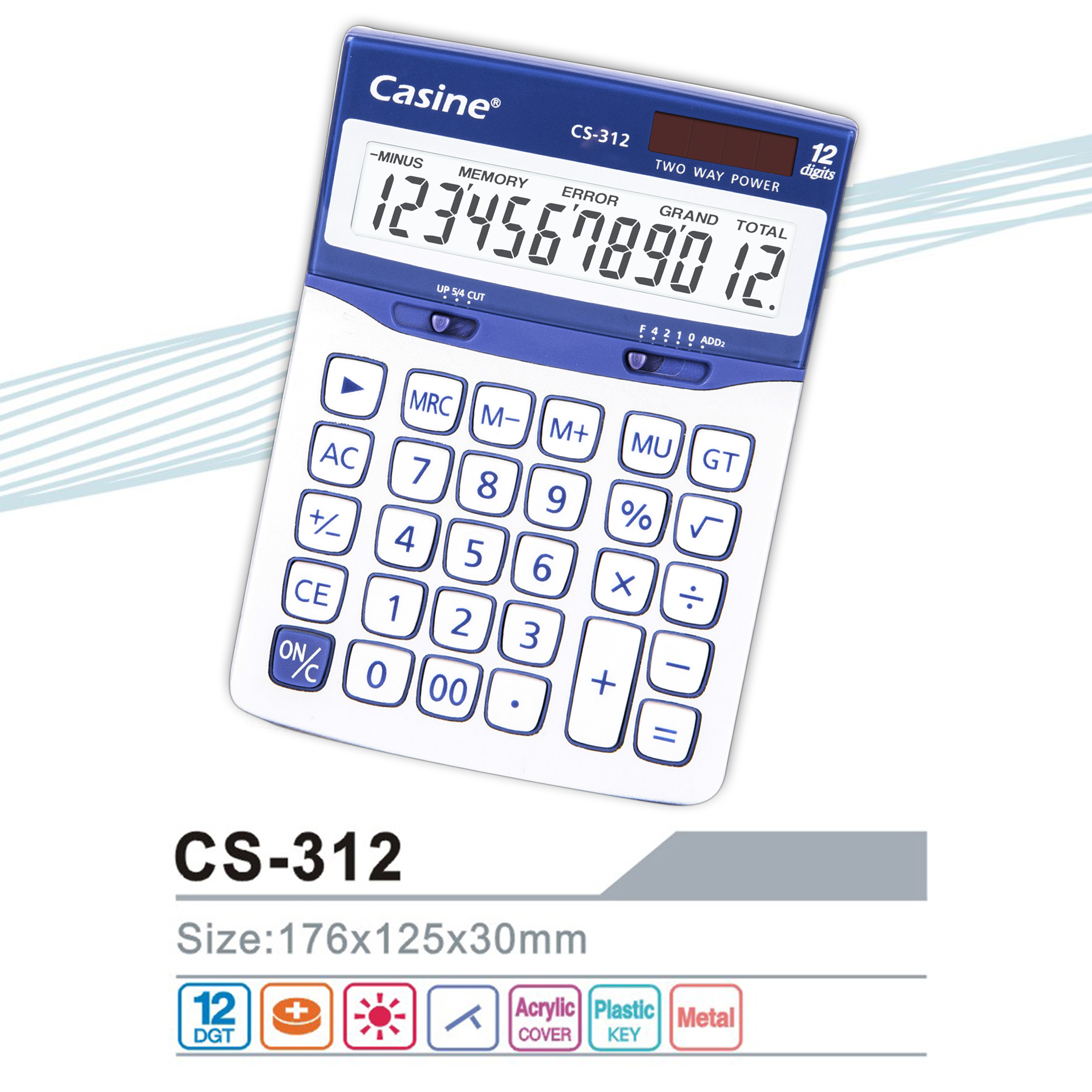 CS-312 blue - 12-digit desktop calculator - Casine