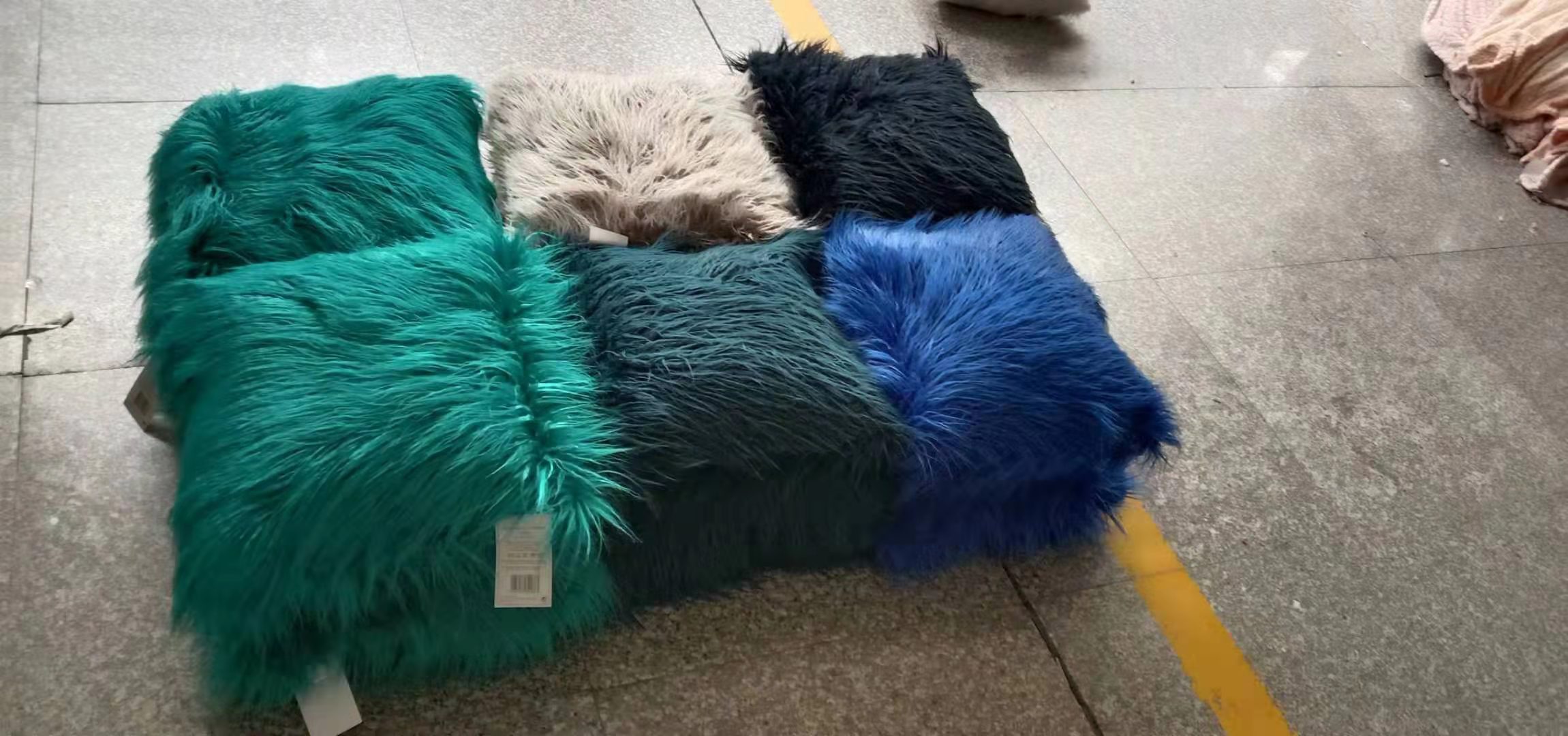 stock faux fur decorative cushion pillow