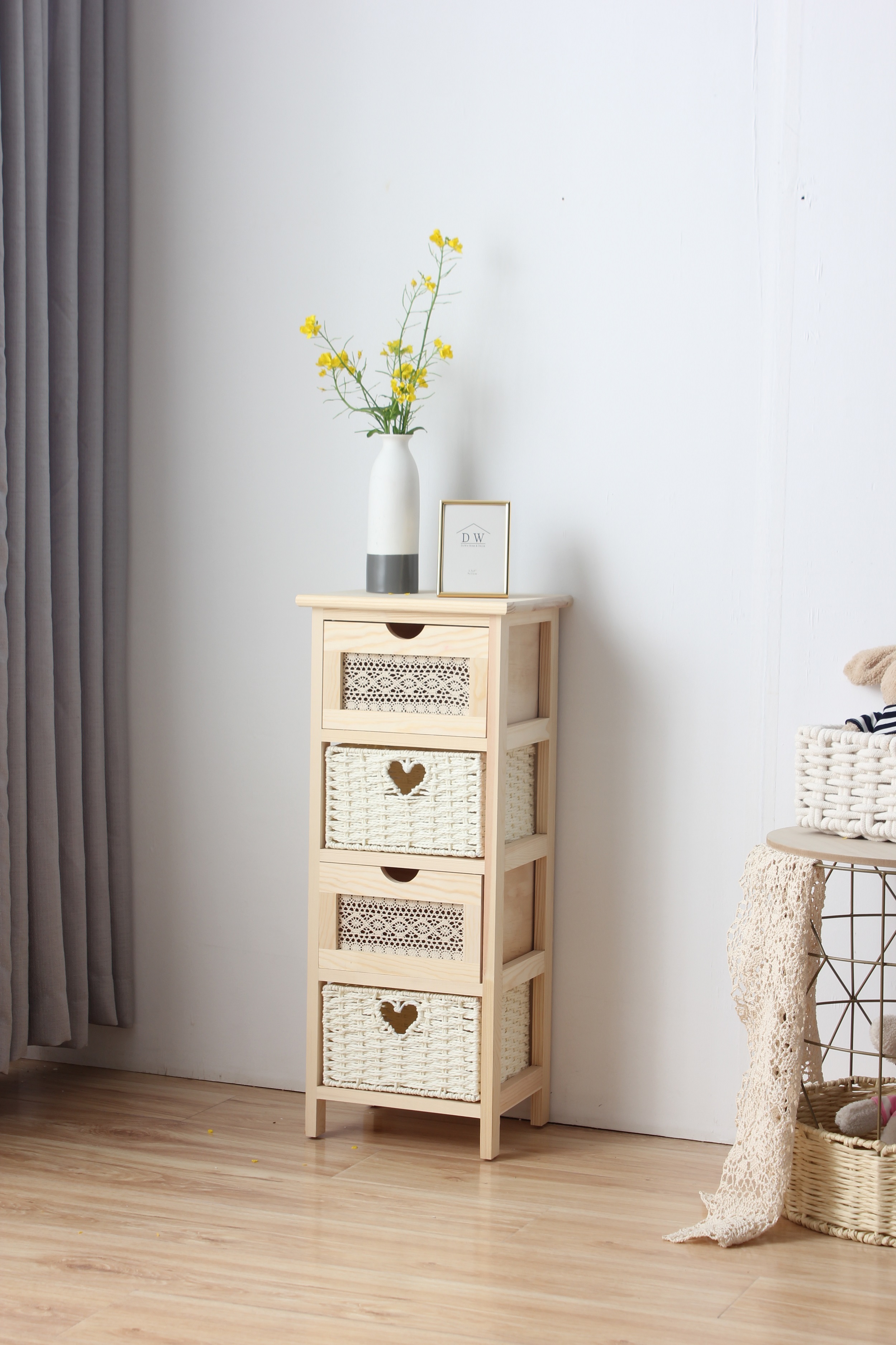 Wooden cabinet with 2/3/4 drawers, bench.