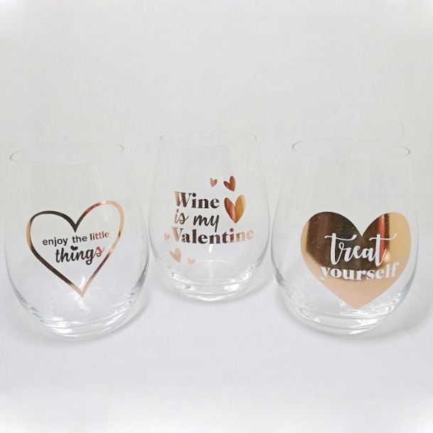 rose gold logo wine glasses tumbler stemless wine glass