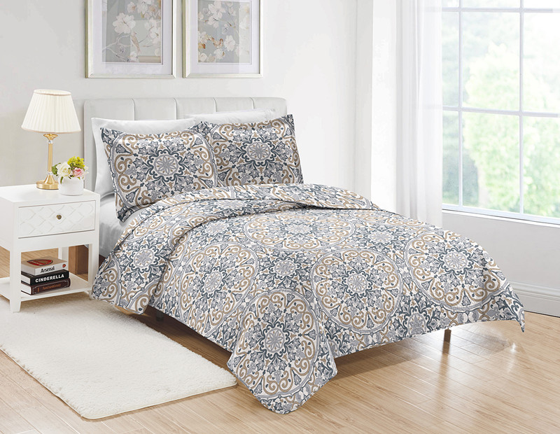 Printed All-Season Quilt 3PC Reversible Bed Spread