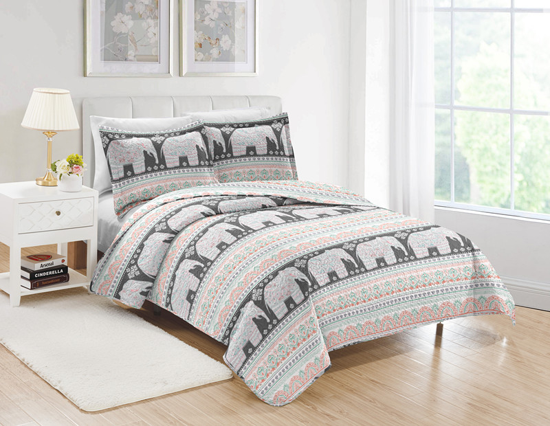 Printed Elegant European Single Double Queen King Quilt Bedspread Coverlet Summer Polyester Quilt Bedspread