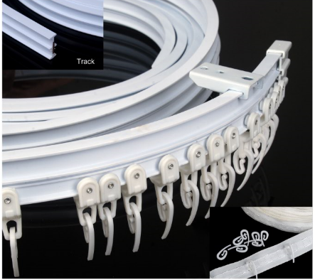 Pvc round flexible ceiling curtain rail curtain track glider plastic ceiling mount curtain track Amazon ebay hot seller