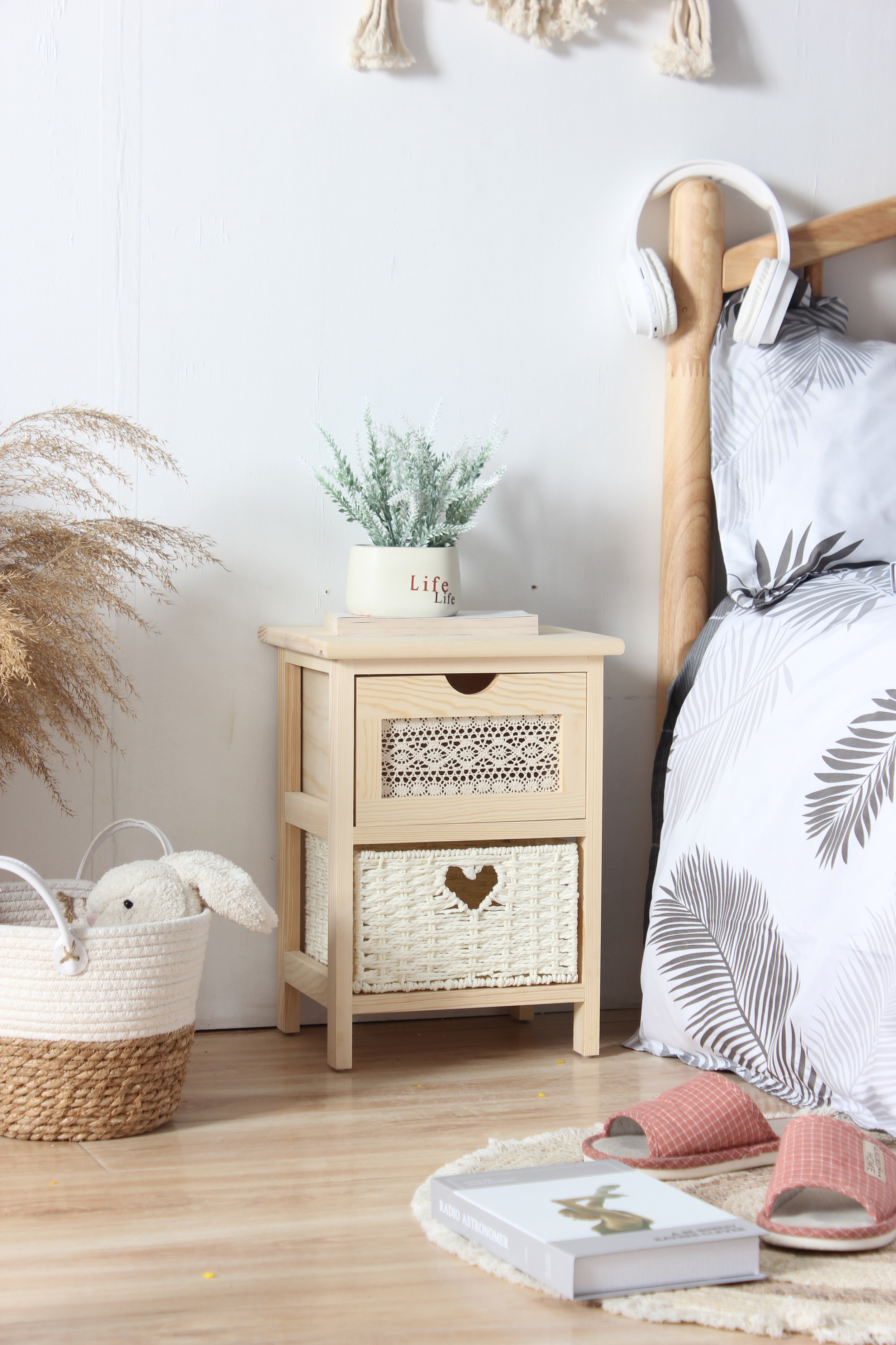 wooden cabinet with 2 drawers