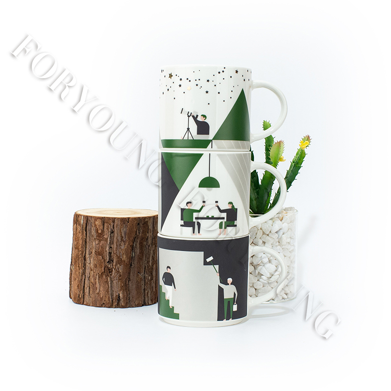 Ceramic mug gift set of 4 /2 New Bone Porcelain customized