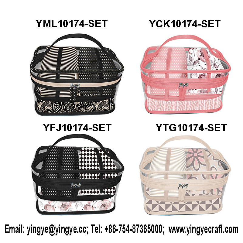 cosmetic bag set, makeup bag set, storage bag set, organizer bag set, washing bag set, pvc bag set, bag