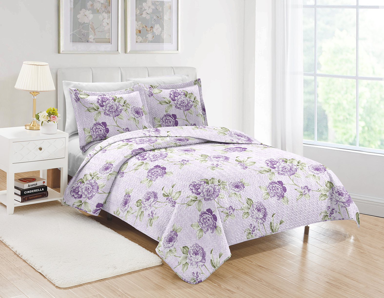 Patchwork Reversible Queen Cotton Quilt Bedspread Set