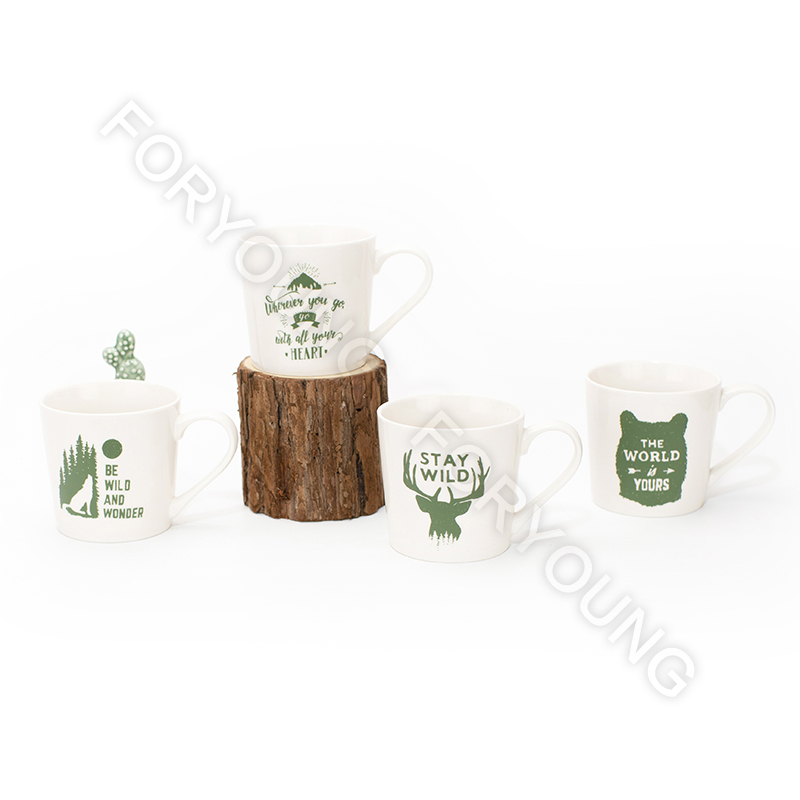 Ceramic mug gift set of 4 /2 New Bone Porcelain customized