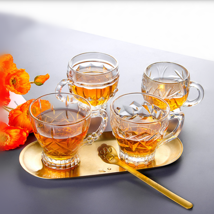 Clear Glass Mugs, Beer Mug, Drinking Glass Cup, Clear Glass Coffee Mug, Engraved Glass Cup and Saucer, Coffee Glass