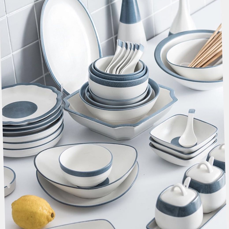 Ceramic tableware Japanese-style ceramic bowls household meals dishes and spoons noodle porridge soup rice rice bowls custom