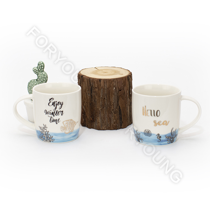 Ceramic mug gift set of 4 /2 New Bone Porcelain customized