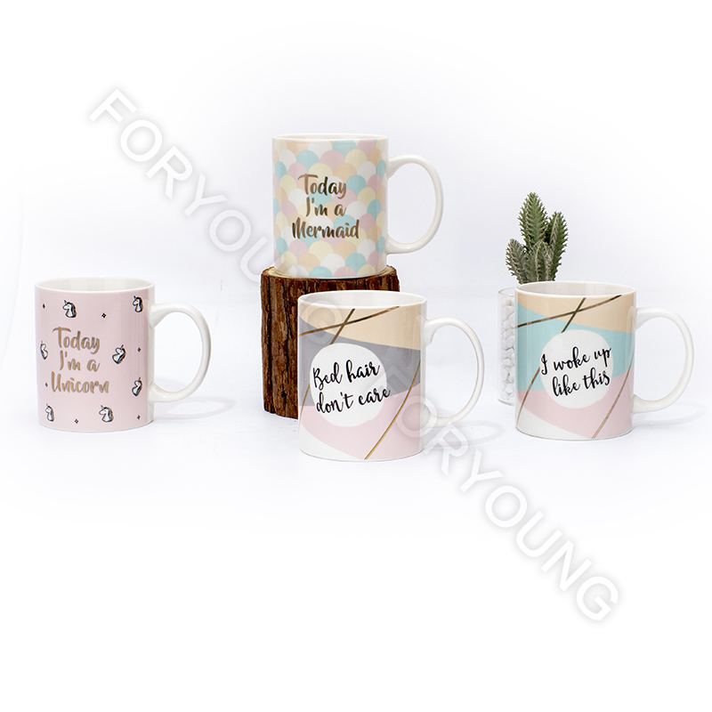 Ceramic mug gift set of 4 /2 New Bone Porcelain customized