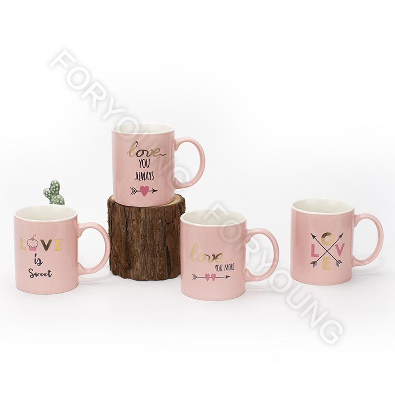 Ceramic mug gift set of 4 /2 New Bone Porcelain customized
