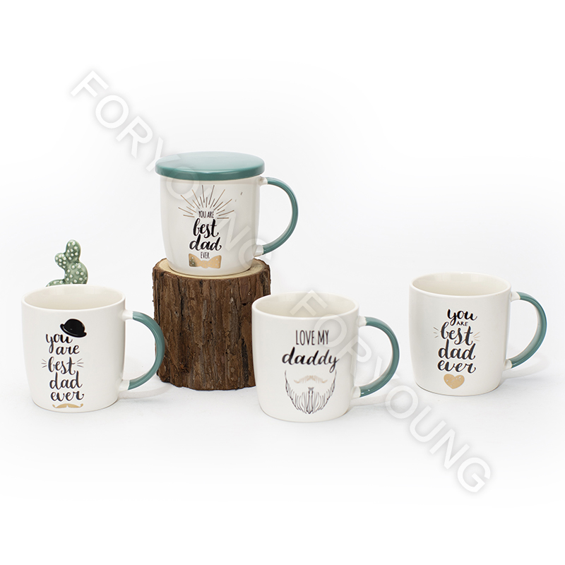 Ceramic mug gift set of 4 /2 New Bone Porcelain father's day dad baby shower