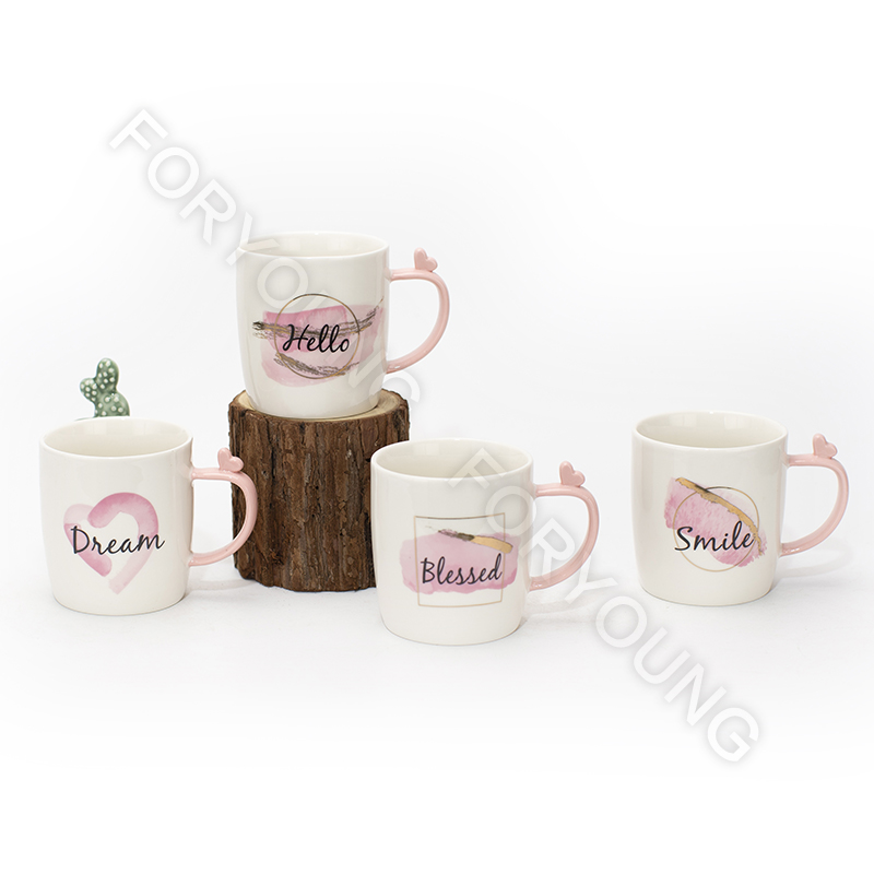Ceramic mug gift set of 4 /2 New Bone Porcelain customized