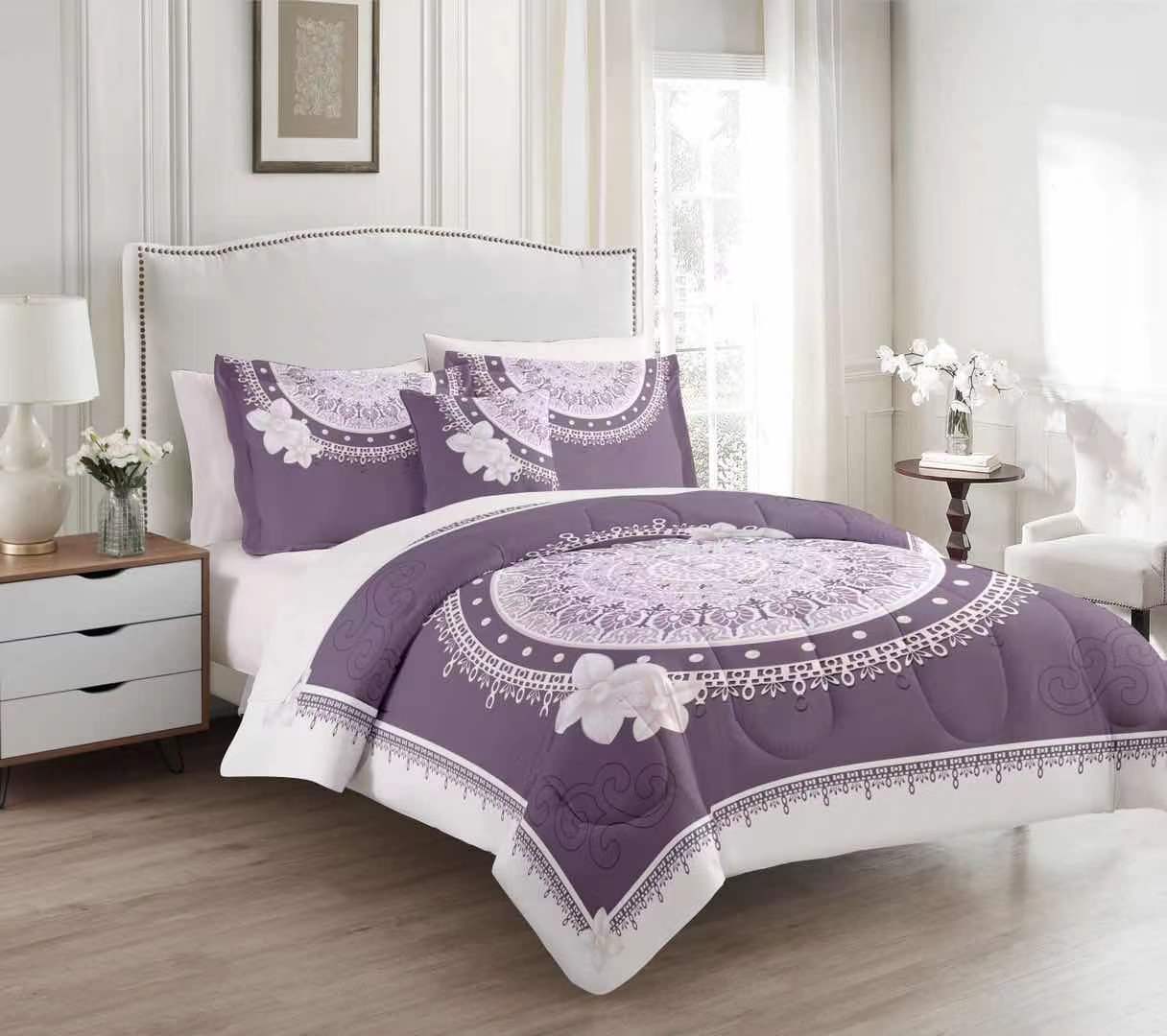 Luxurious Low Price Super Soft &Warm Flannel Fleece With Sherpa Reversible Borrego Blanket 3pc Set Winter Queen Comforter