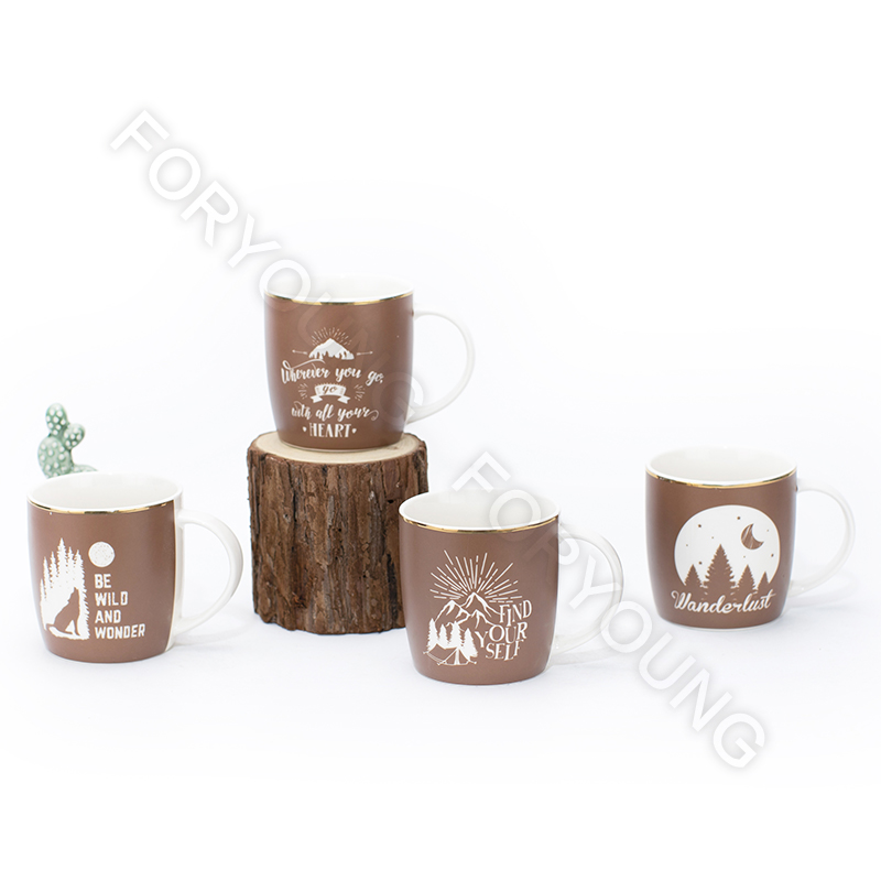 Ceramic mug gift set of 4 /2 New Bone Porcelain customized