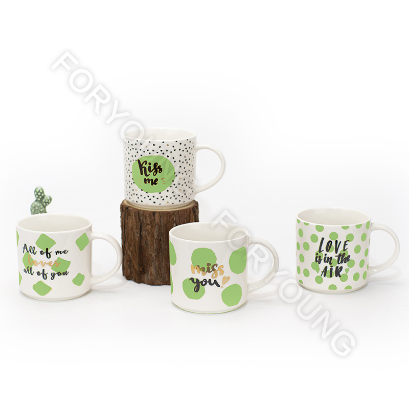 Ceramic mug gift set of 4 /2 New Bone Porcelain customized
