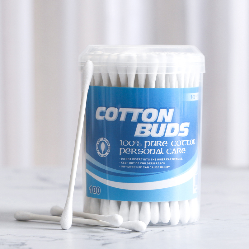 #1 A Paper cotton buds in round canister