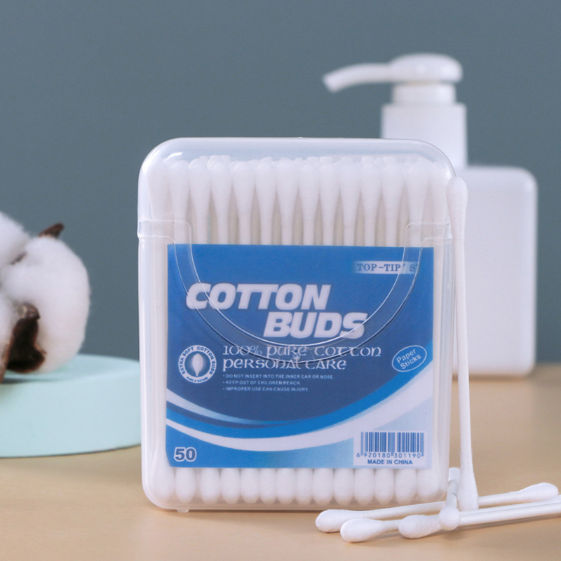 #1 A Paper cotton buds in square canister