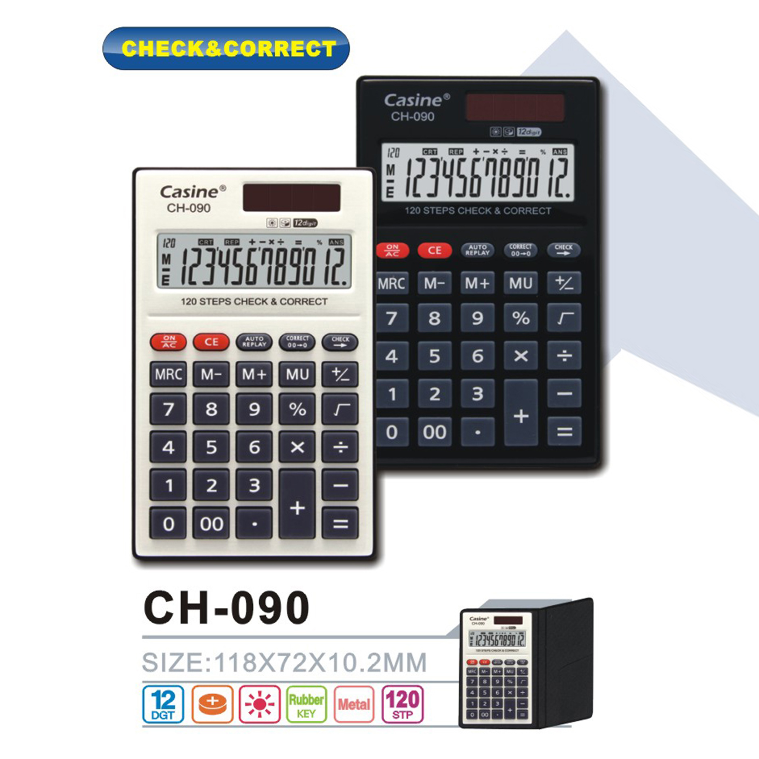 CH-090 - 12-digit Check& correct calculator hand held calculator-Casine