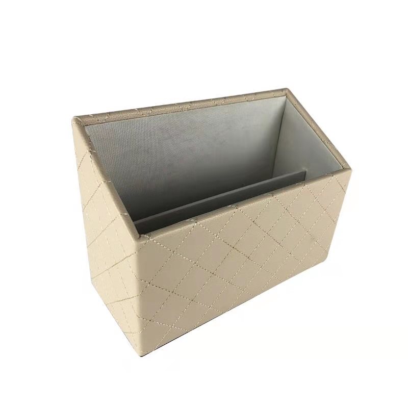 Handmade Office PU Leather Hotel Restaurant Desk Organizer Pen Stand pencil holder box