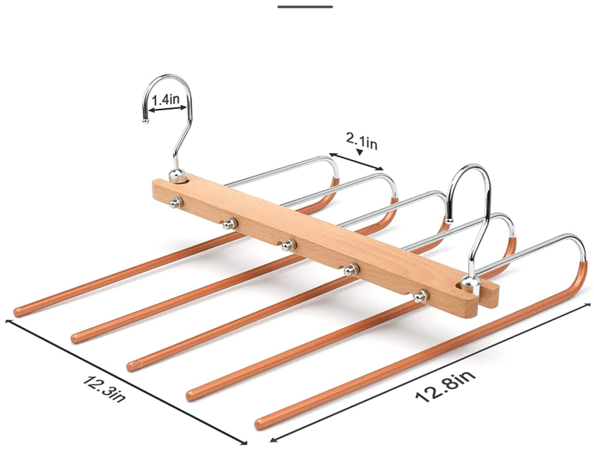 magic wooden pants hanger five layers space saving pants hanger