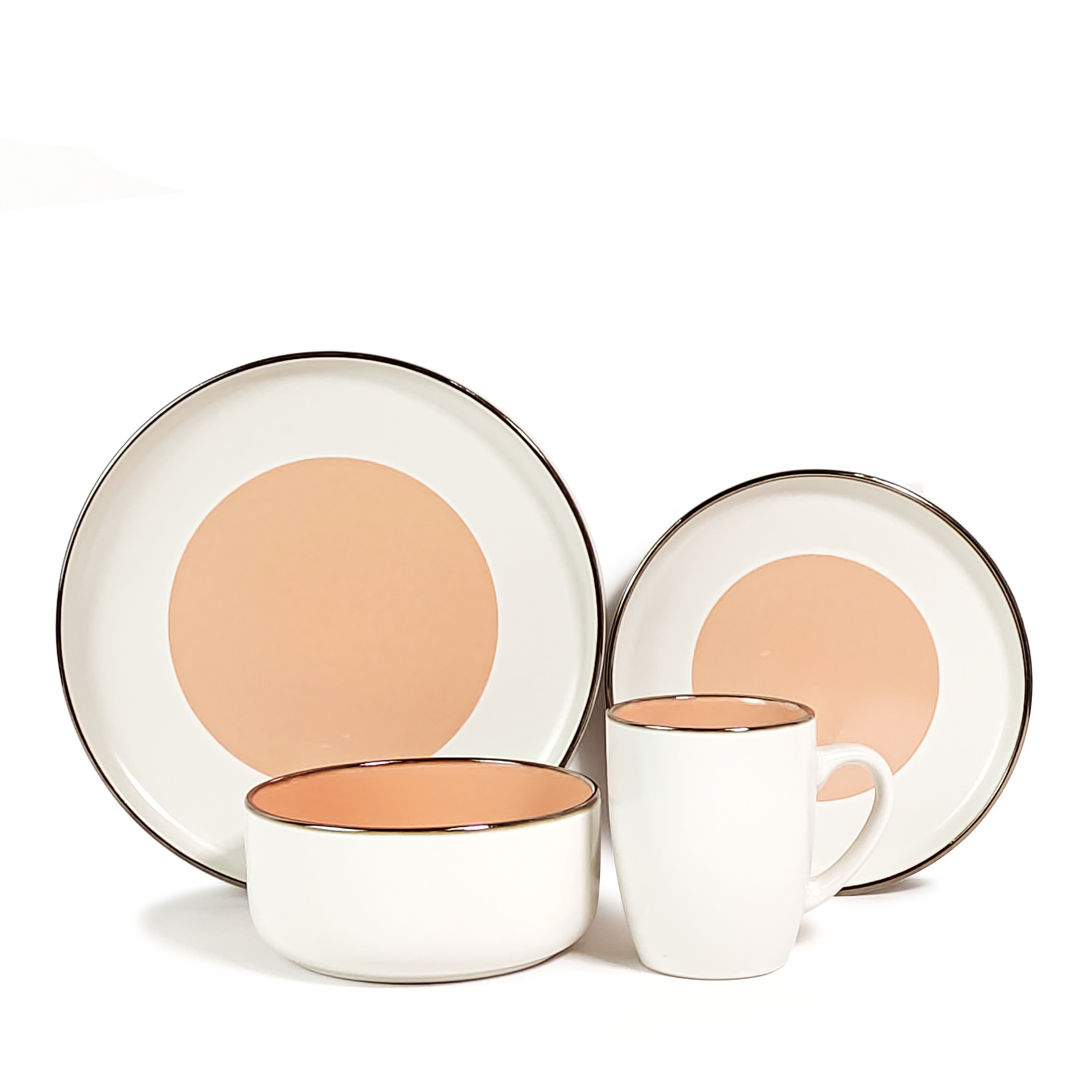 16pcs Stoneware Dinnerset with Metallic Rim