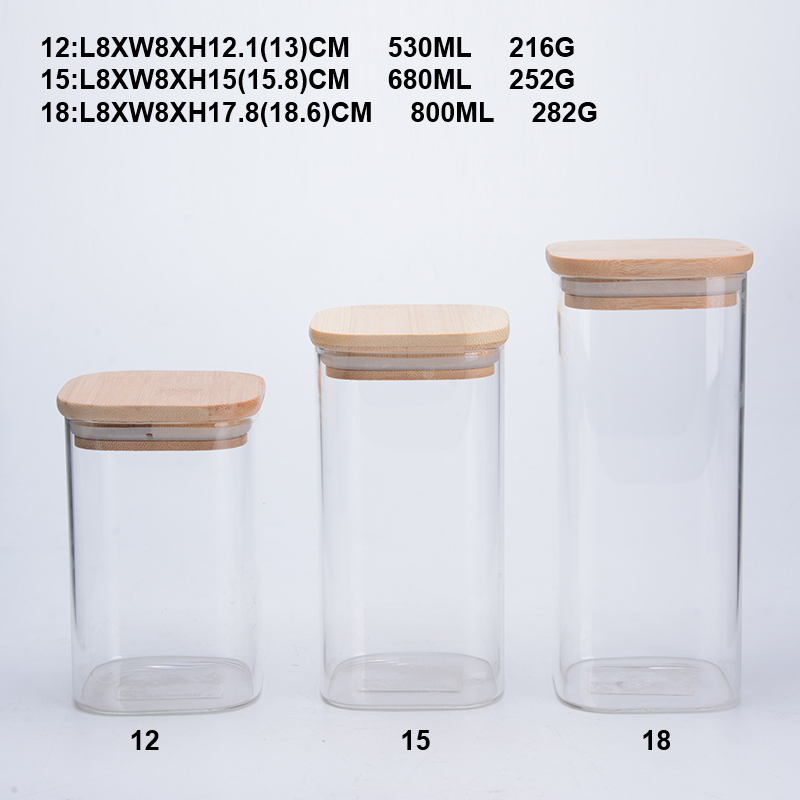 Cylinder airtight glass cookie jars with ceramic lid vertical stripes