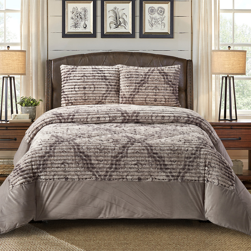 Rabbit fur jacquard printing comforter set