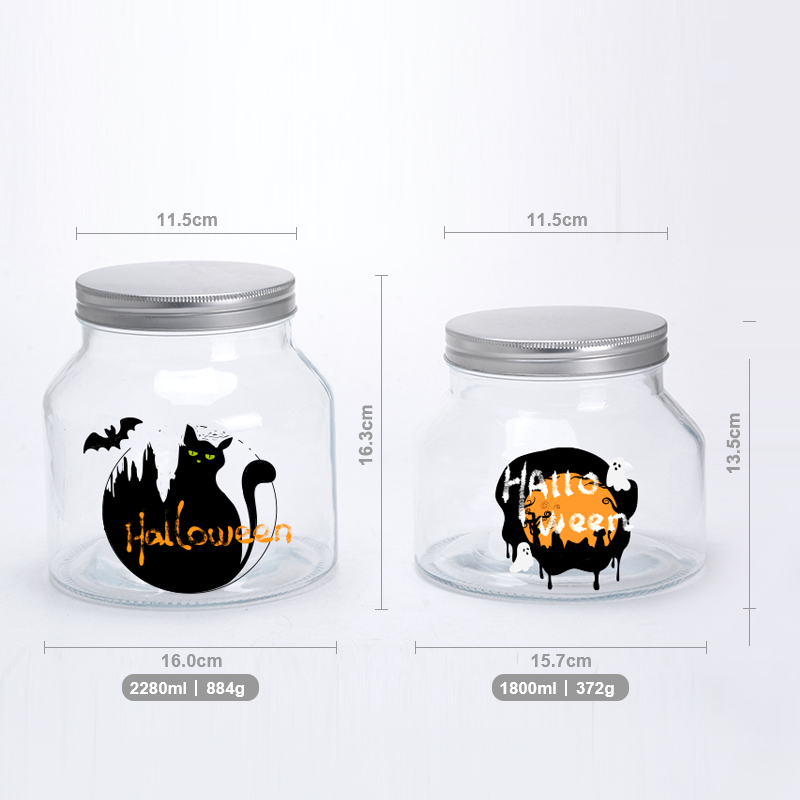 Cylinder airtight glass cookie jars with ceramic lid vertical stripes