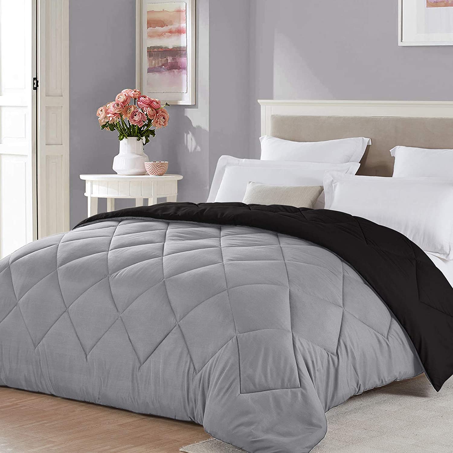 Lightweight Comforter Set Queen Reversible All Season Down Alternative Bed Comforter Set 3 Piece