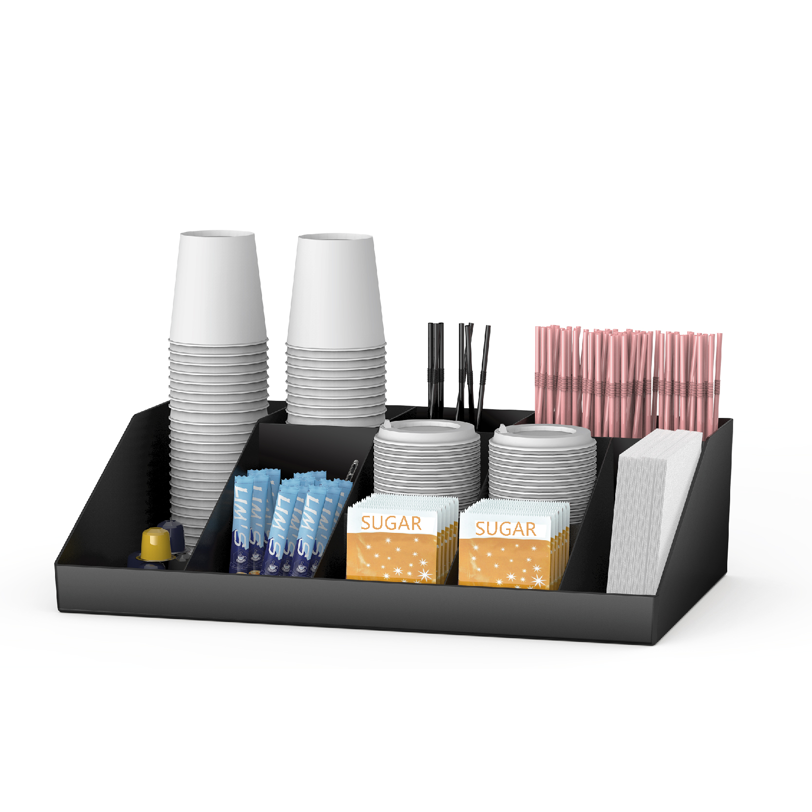 Coffee organizer 10 compartment condiment Organizer