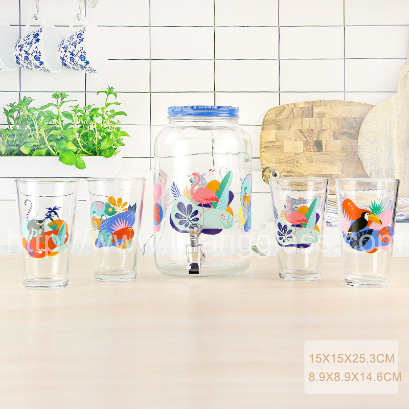 glass dispenser with tumbler