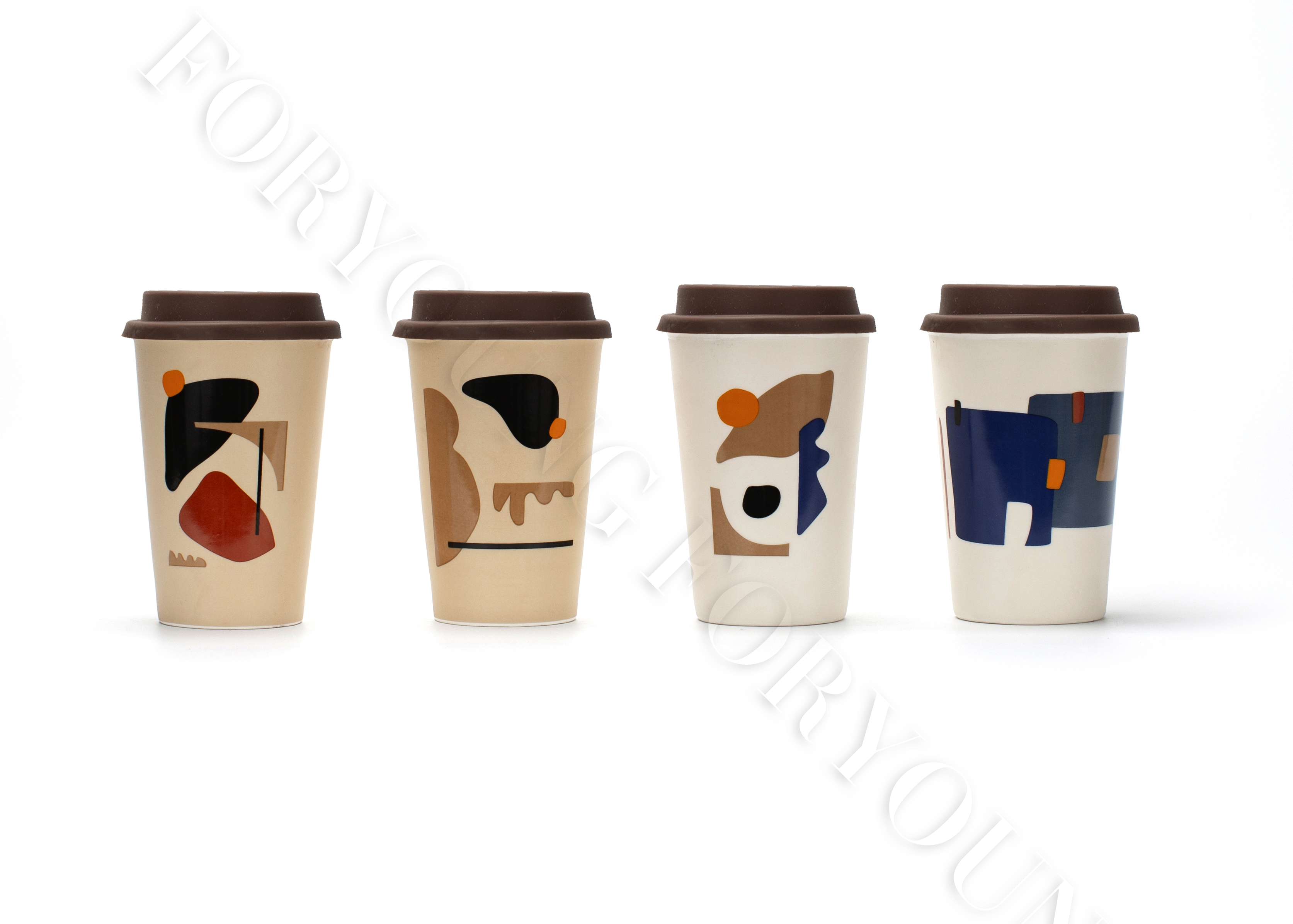 Ceramic mug gift set of 4 /2 New Bone Porcelain customized