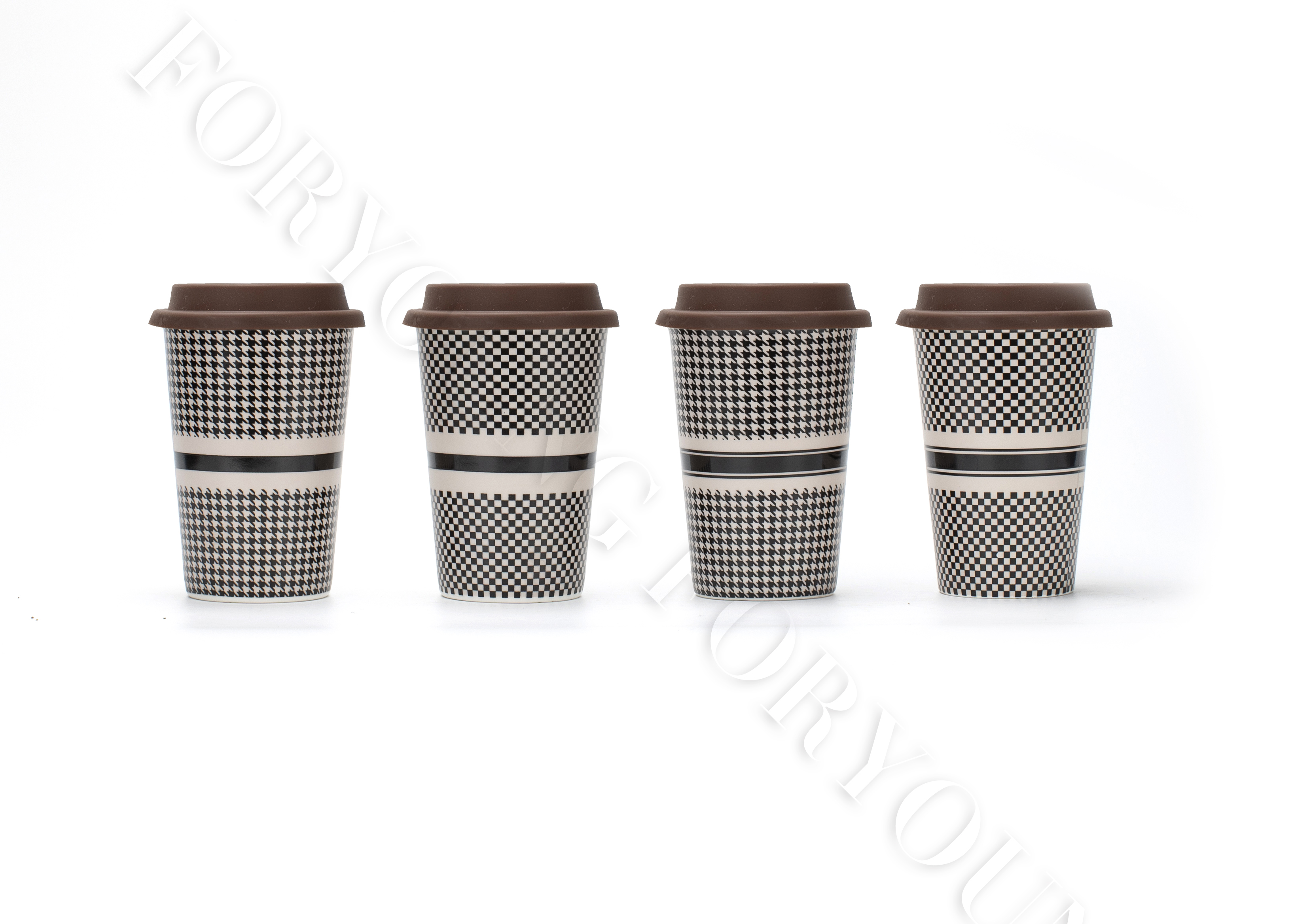 Ceramic mug gift set of 4 /2 New Bone Porcelain customized