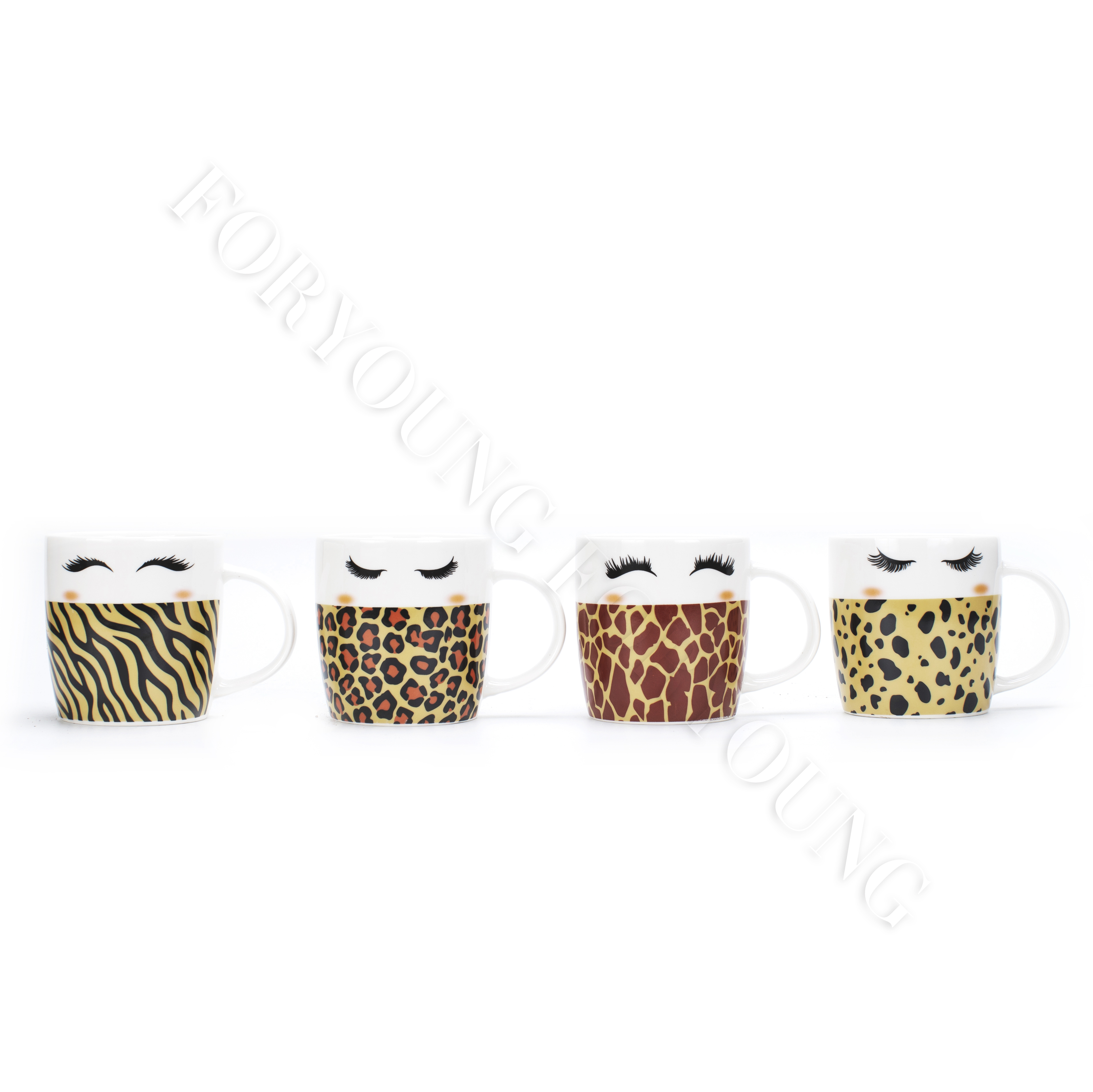 Ceramic mug gift set of 4 /2 New Bone Porcelain customized