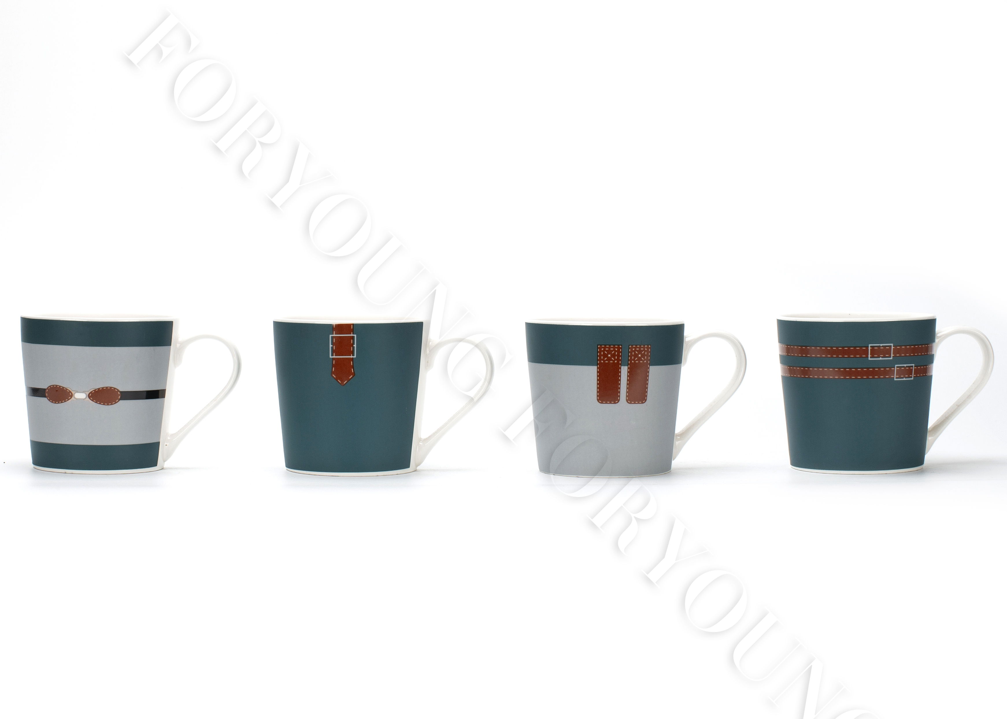 Ceramic mug gift set of 4 /2 New Bone Porcelain customized