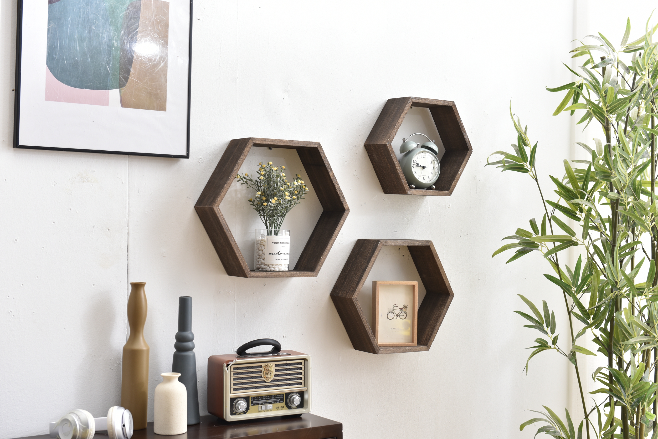 Wallboo pentacle wall deco Paulownia dark burnt surface treatment