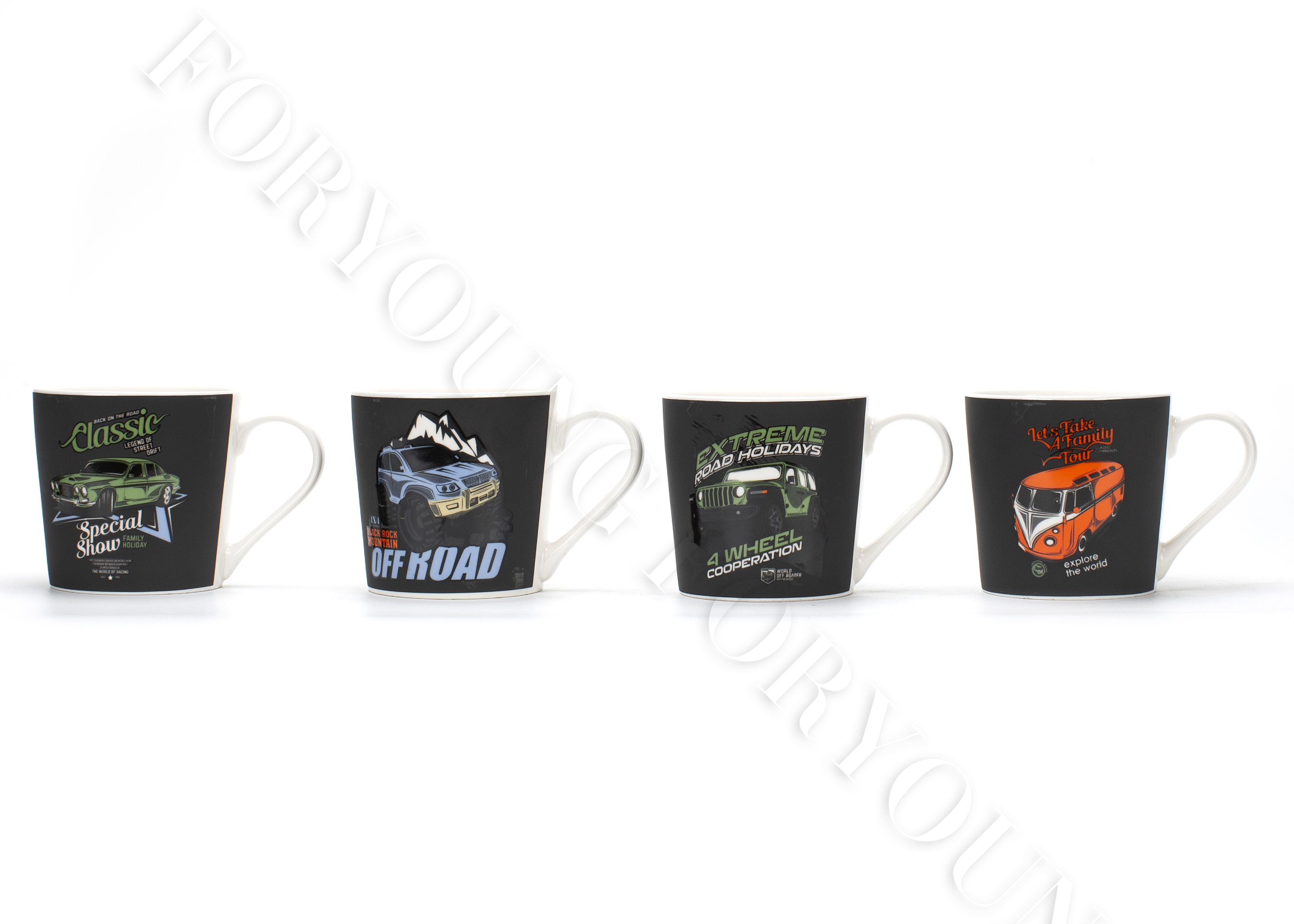 Ceramic mug gift set of 4 /2 New Bone Porcelain customized