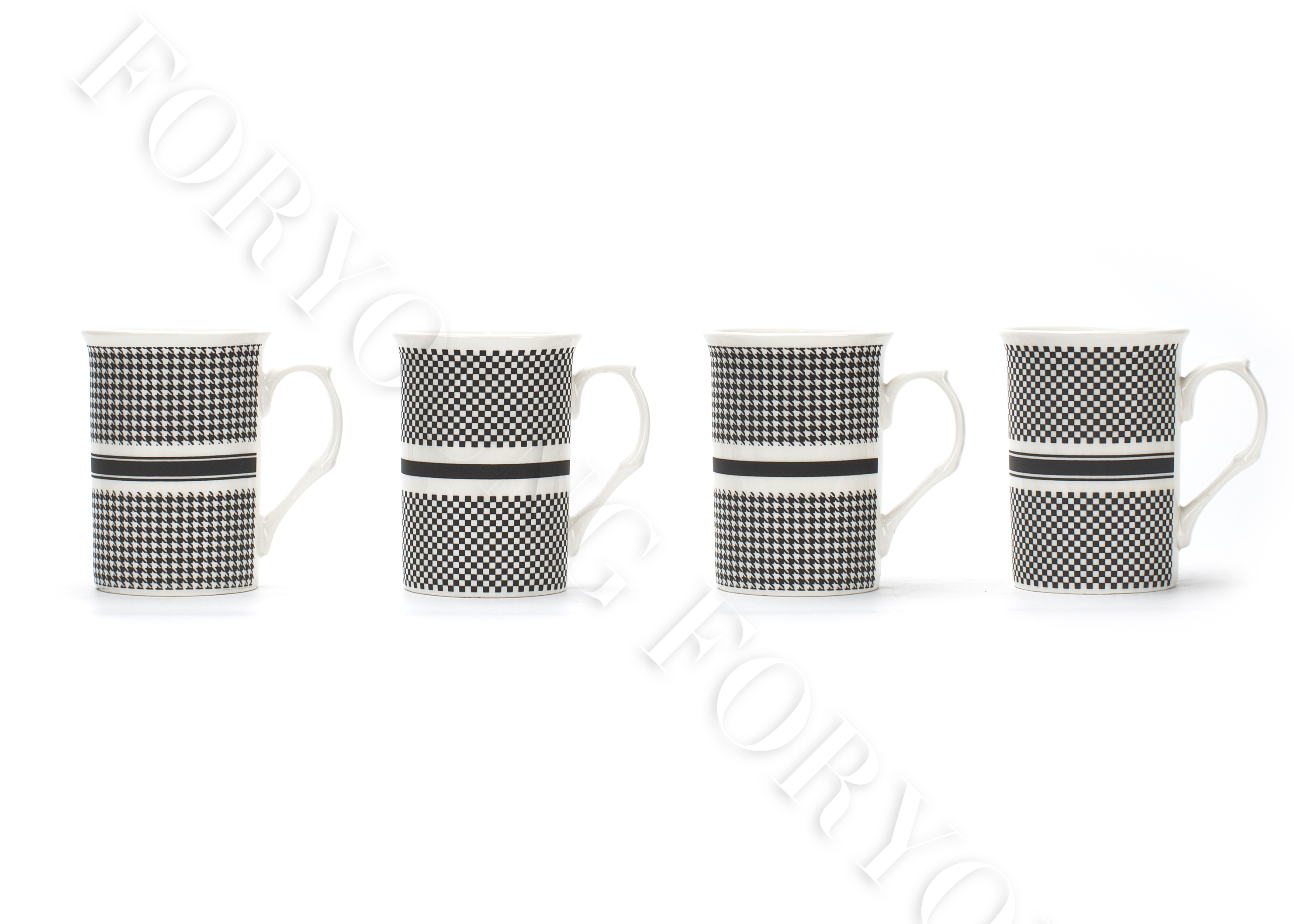 Ceramic mug gift set of 4 /2 New Bone Porcelain customized