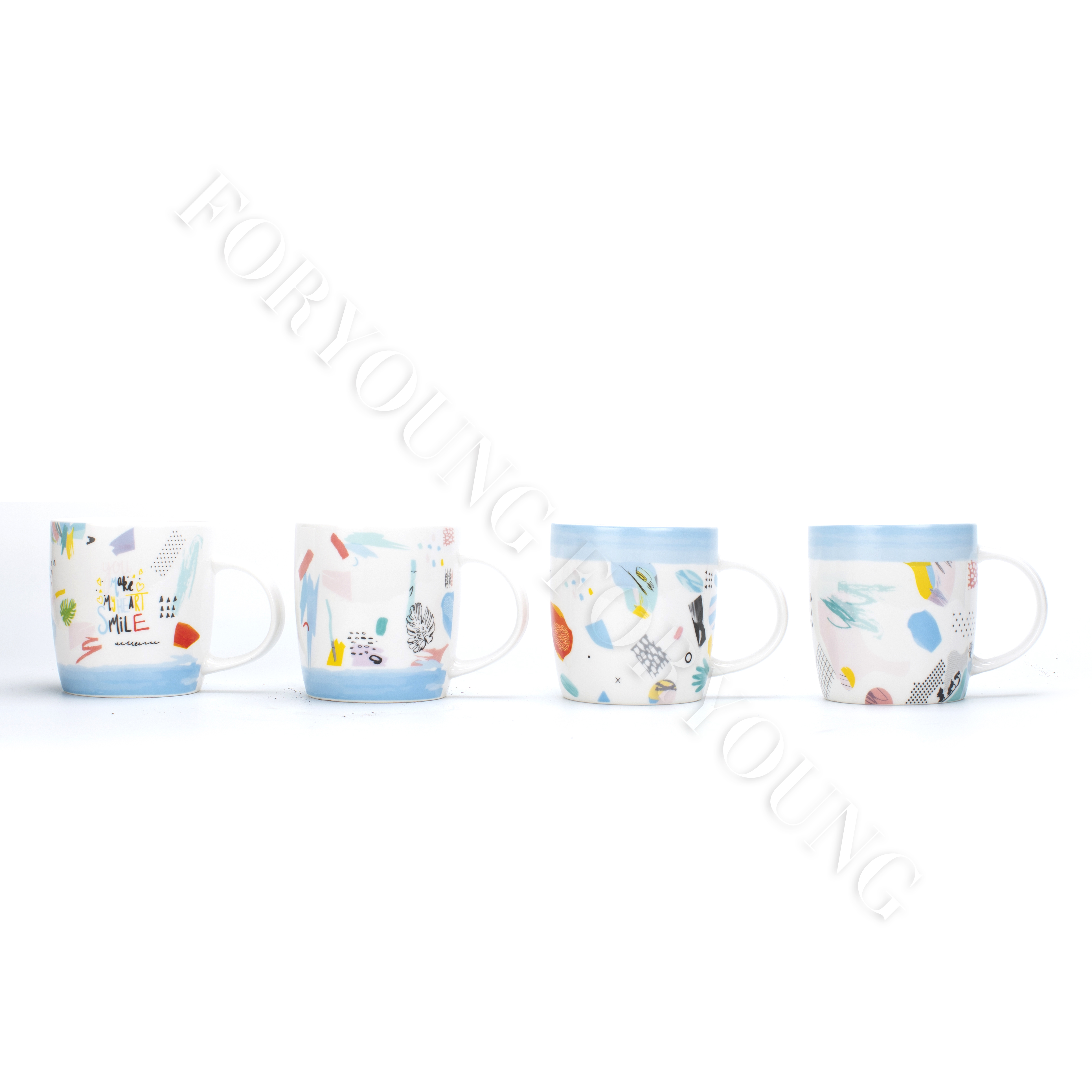 Ceramic mug gift set of 4 /2 New Bone Porcelain customized