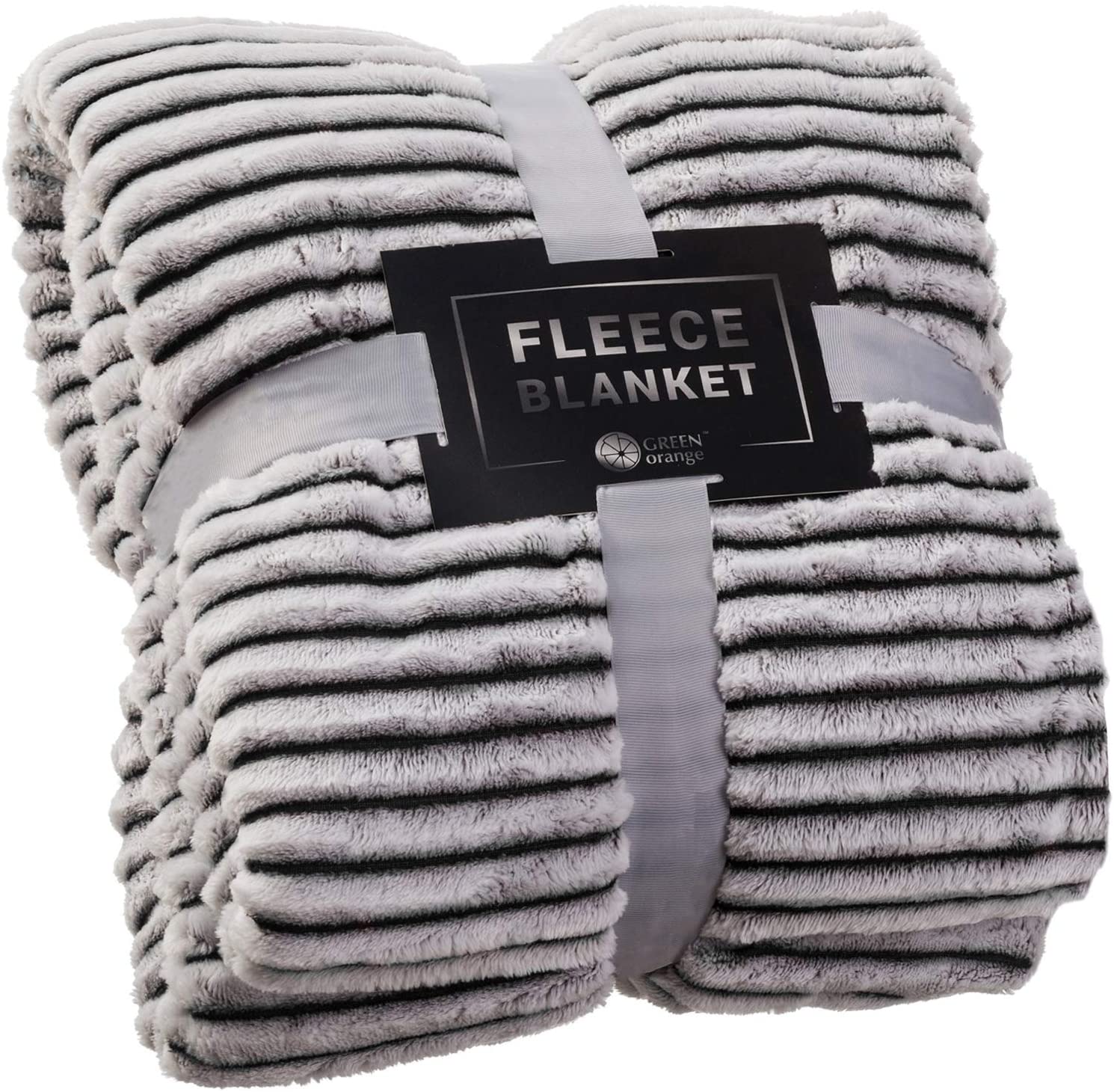 Lightweight Black and White Fleece Throw Blanket