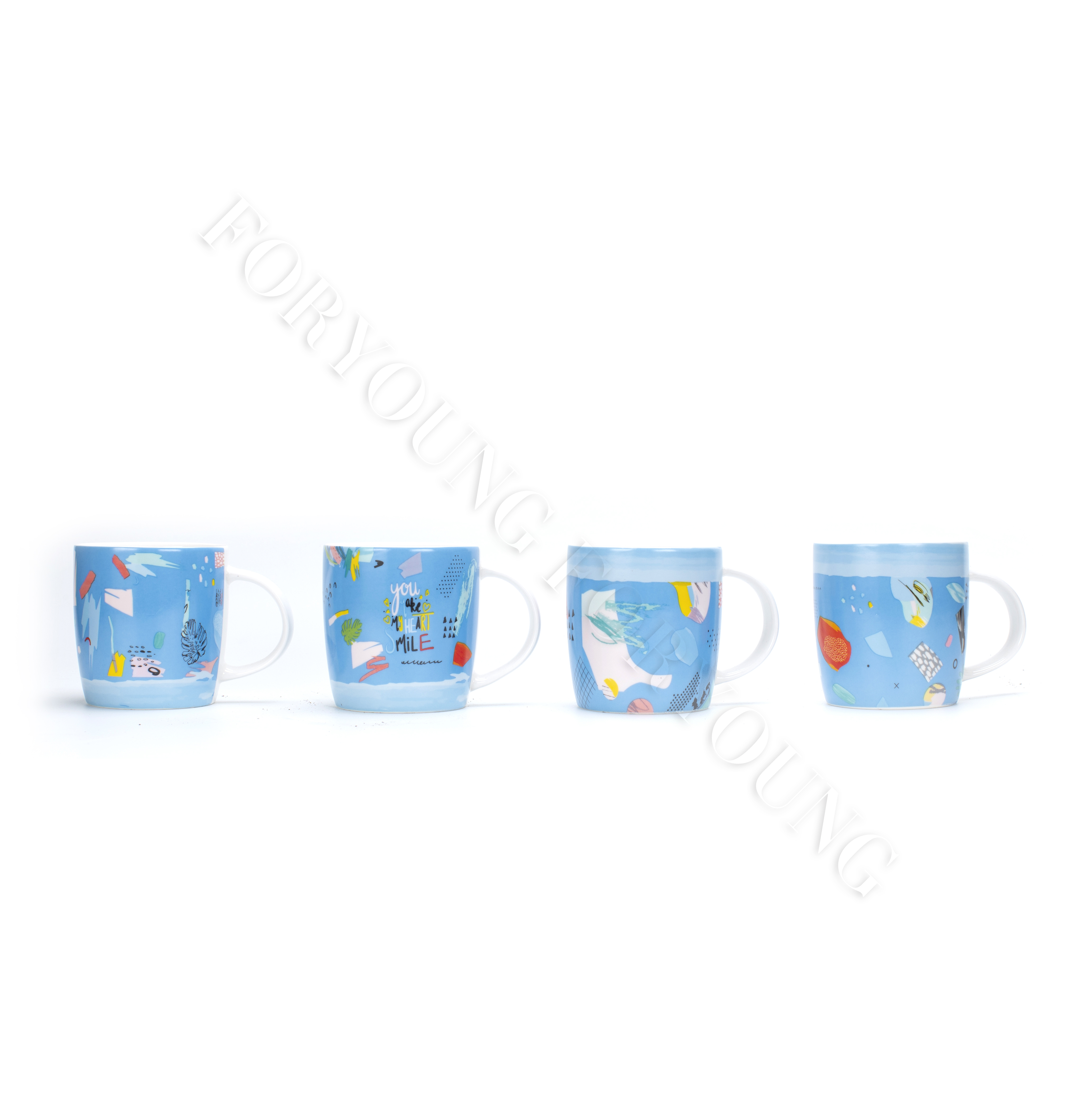 Ceramic mug gift set of 4 /2 New Bone Porcelain customized