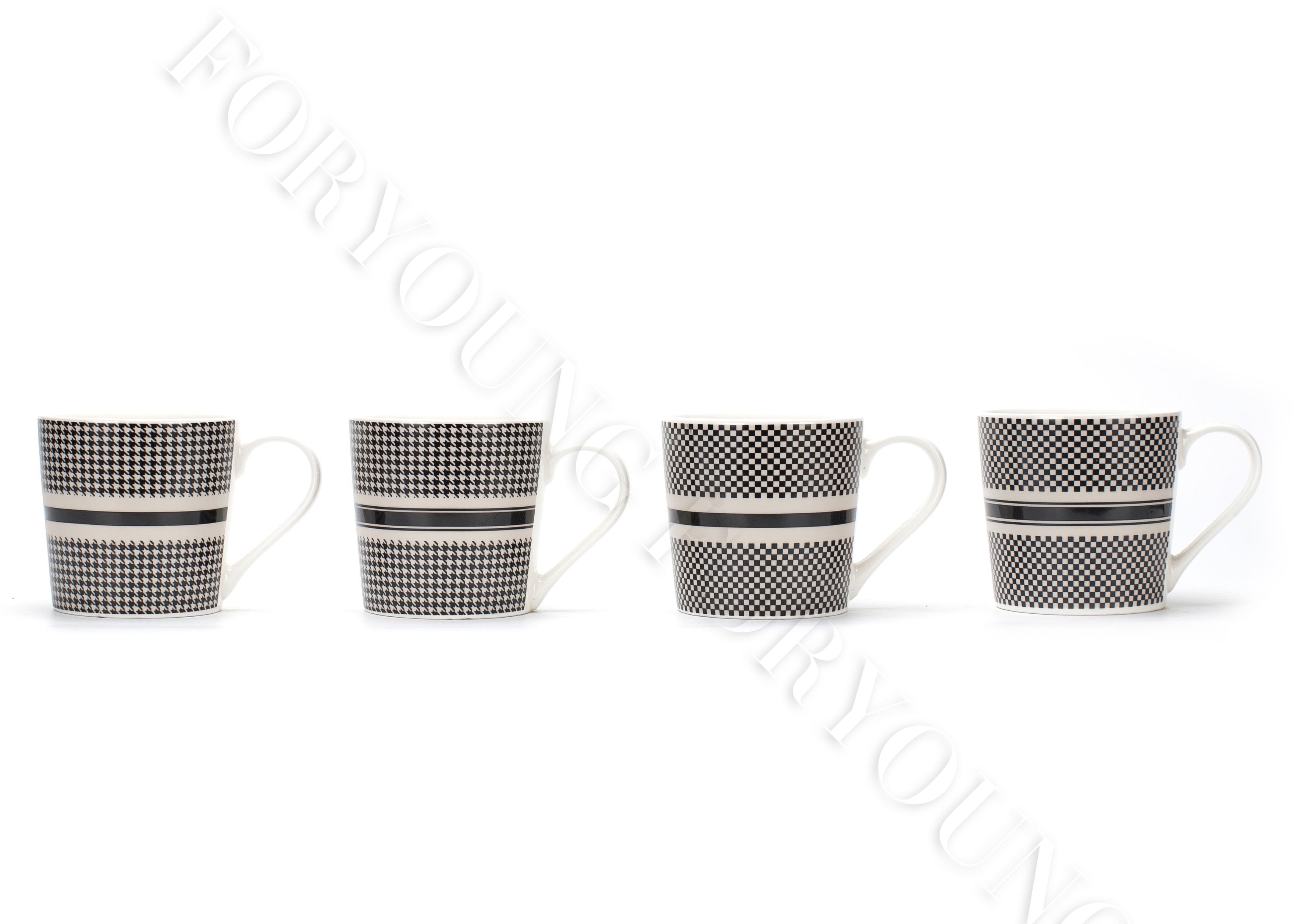 Ceramic mug gift set of 4 /2 New Bone Porcelain customized