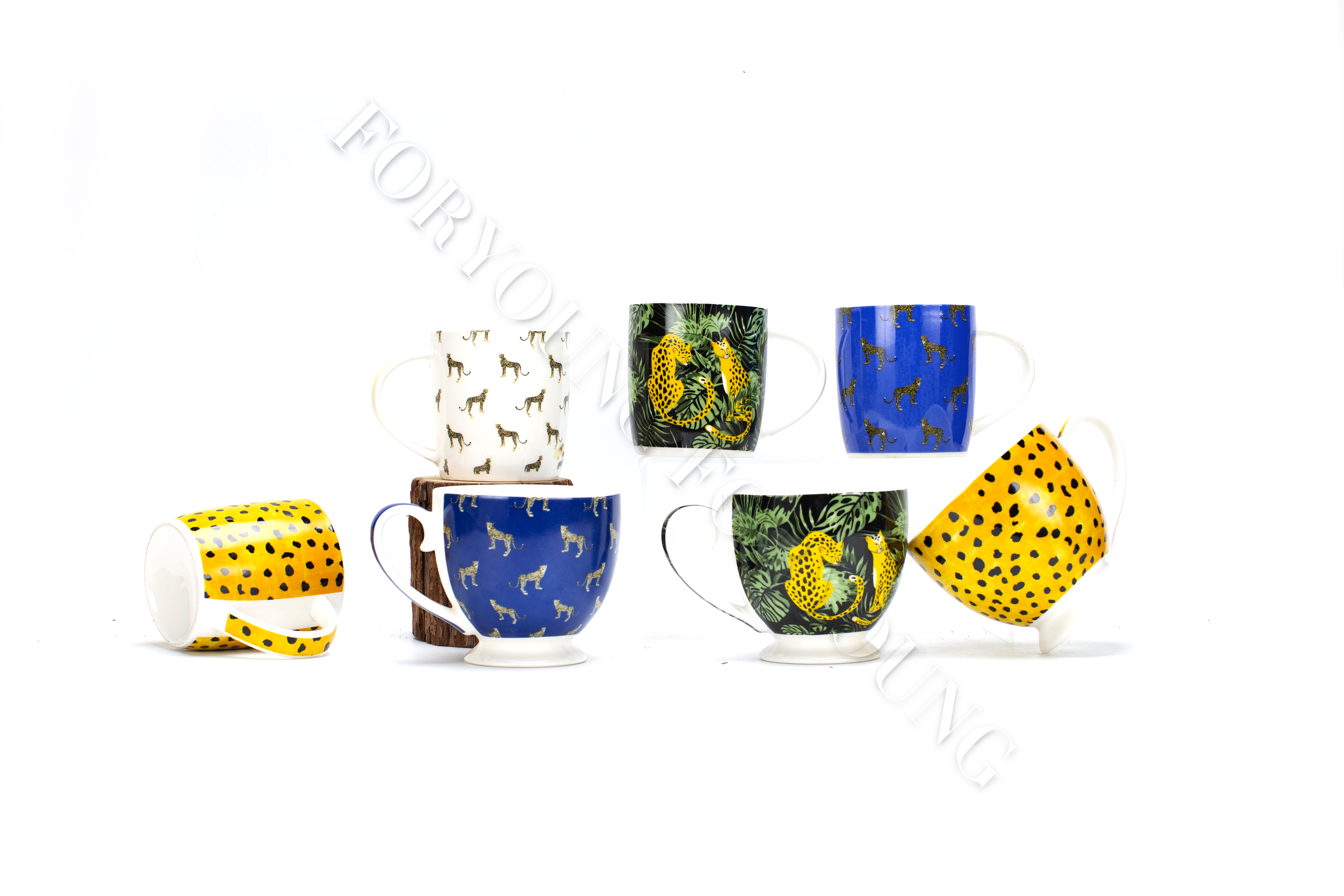 Ceramic mug gift set of 4 /2 New Bone Porcelain customized