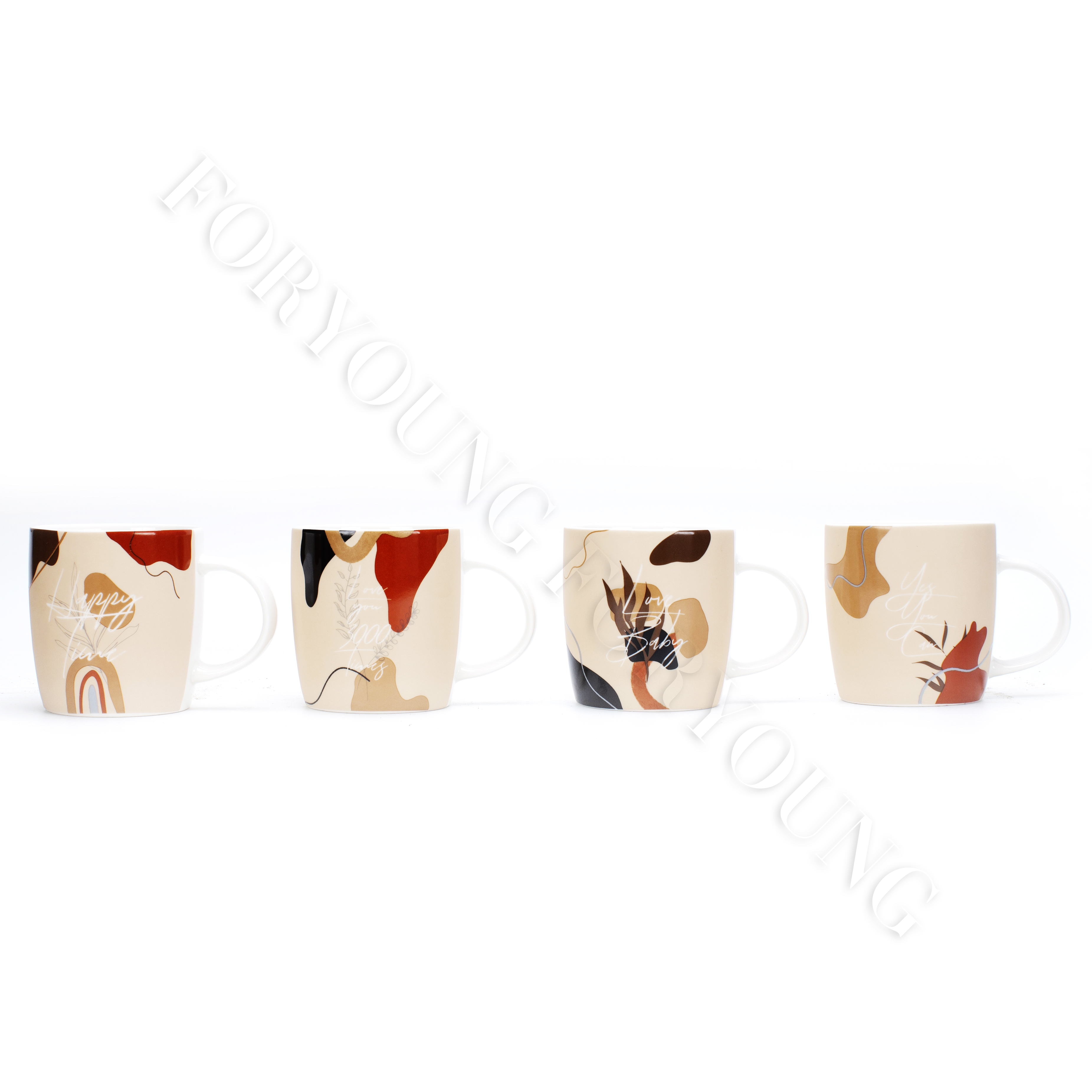 Ceramic mug gift set of 4 /2 New Bone Porcelain customized